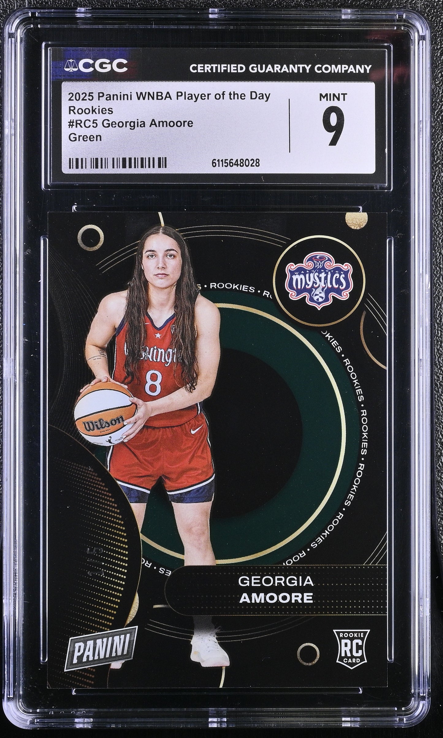 2025 Panini WNBA Player Day #RC5 Georgia Amoore CGC 9 Mint Green Foil 1/5 RC