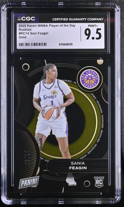 2025 Panini WNBA Player Day #RC14 Sania Feagin CGC 9.5 Mint+ Gold Foil 9/10 RC