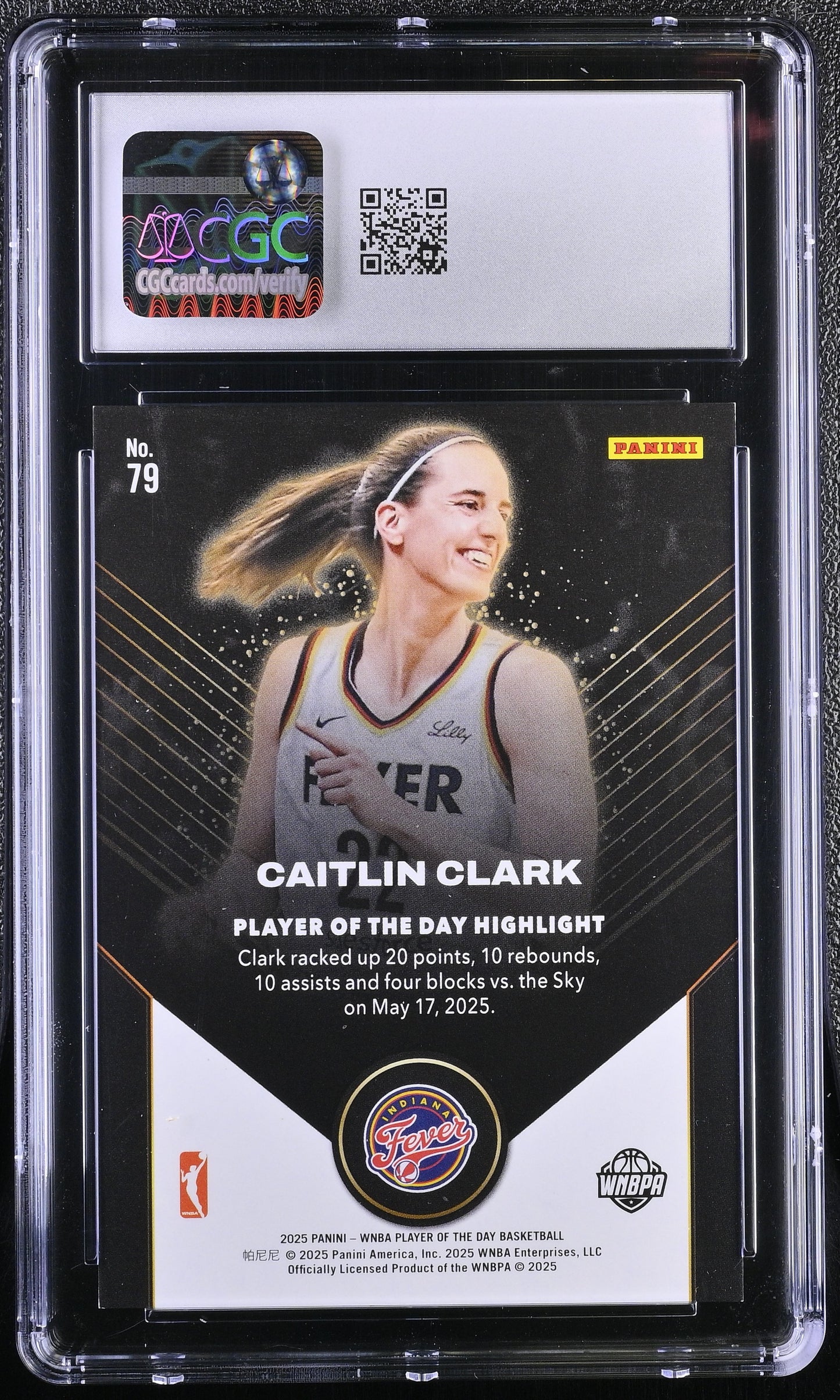 2025 Panini WNBA Player Day #79 Caitlin Clark CGC 8 NM/Mint Blue Foil 31/50