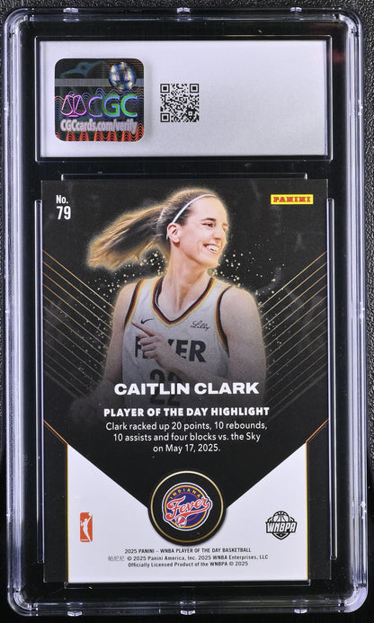 2025 Panini WNBA Player Day #79 Caitlin Clark CGC 8 NM/Mint Blue Foil 31/50