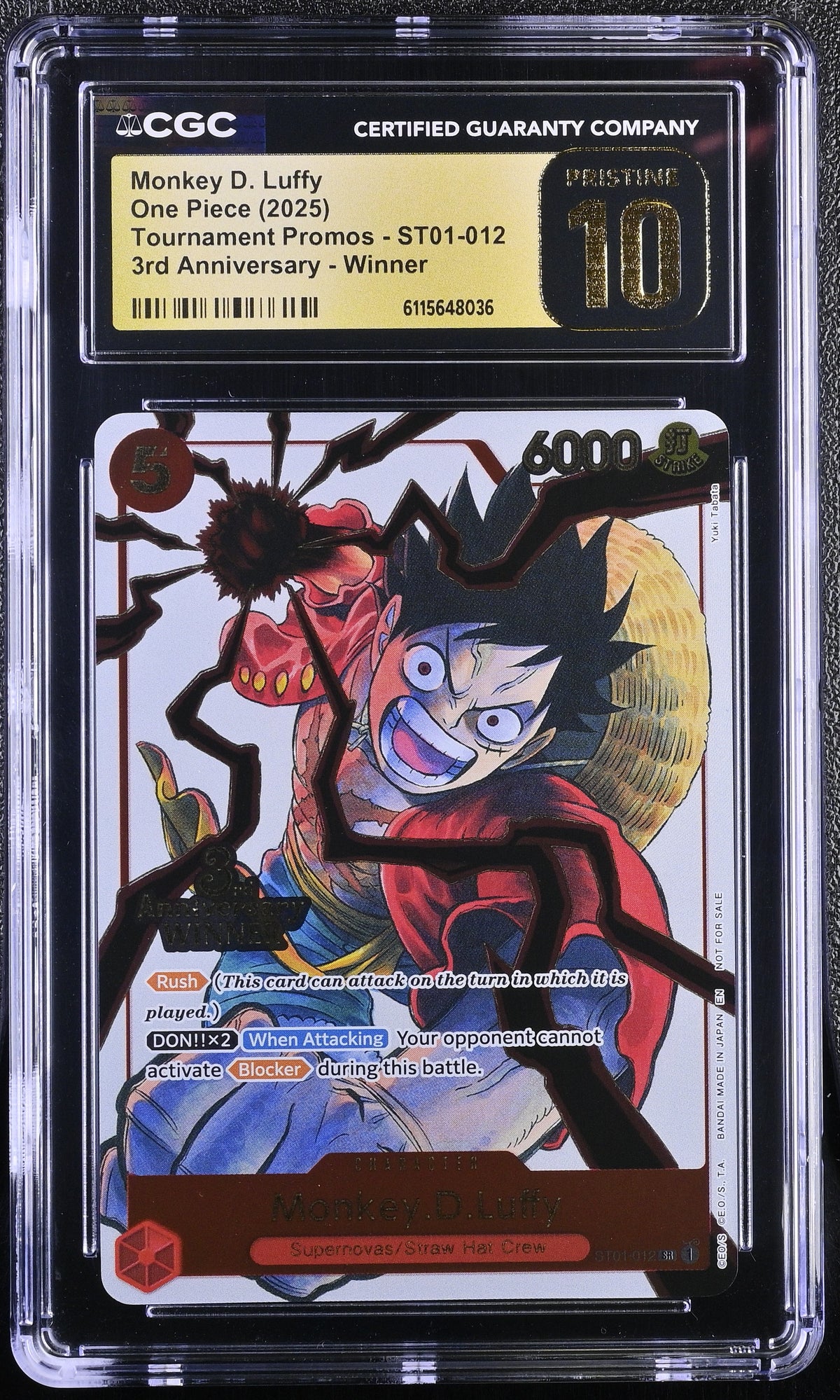 One Piece TCG: 3rd Anniversary Winner Promo Trio (Luffy ST01-012, Ace OP07-053, Sabo OP09-027) – CGC 10 Pristine Set