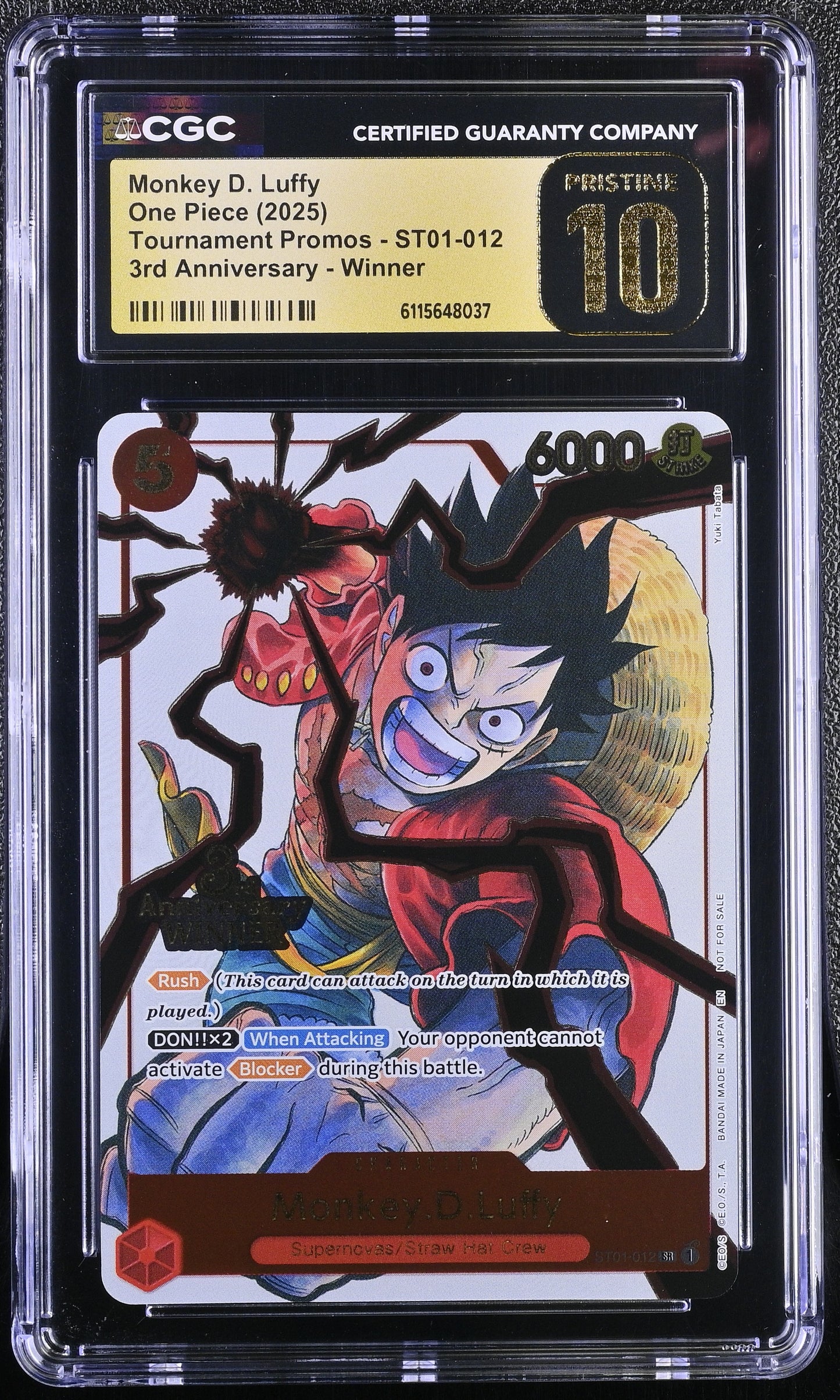One Piece Monkey.D.Luffy (ST01-012) 3rd Anniversary Winner CGC 10 Pristine
