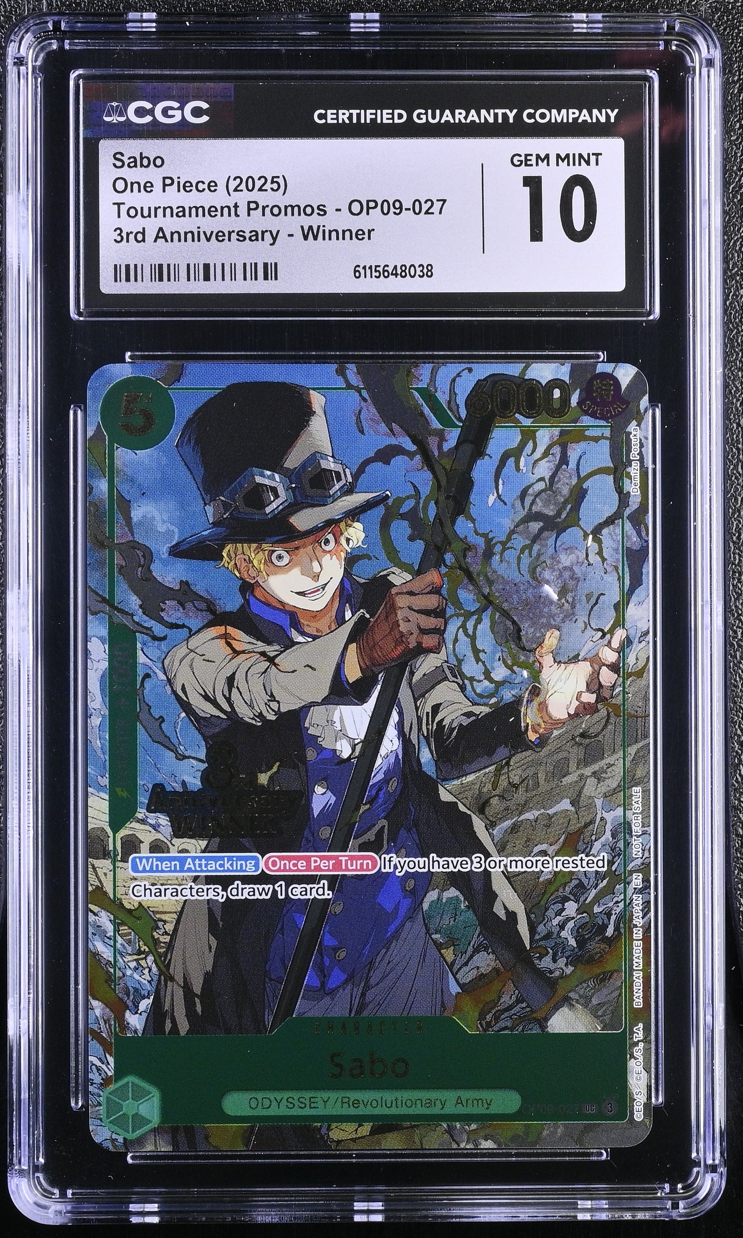One Piece Sabo (OP09-027) 3rd Anniversary Winner CGC 10 Gem Mint