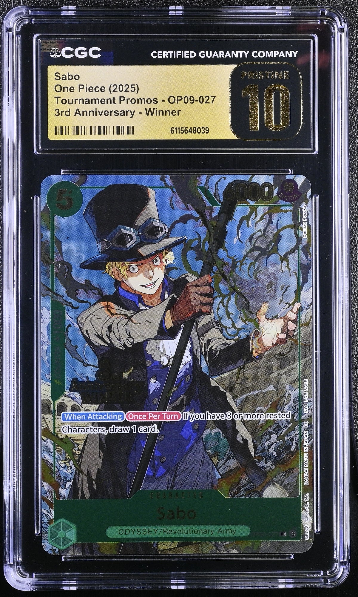One Piece TCG: 3rd Anniversary Winner Promo Trio (Luffy ST01-012, Ace OP07-053, Sabo OP09-027) – CGC 10 Pristine Set