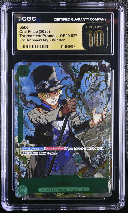 One Piece TCG: 3rd Anniversary Winner Promo Trio (Luffy ST01-012, Ace OP07-053, Sabo OP09-027) – CGC 10 Pristine Set