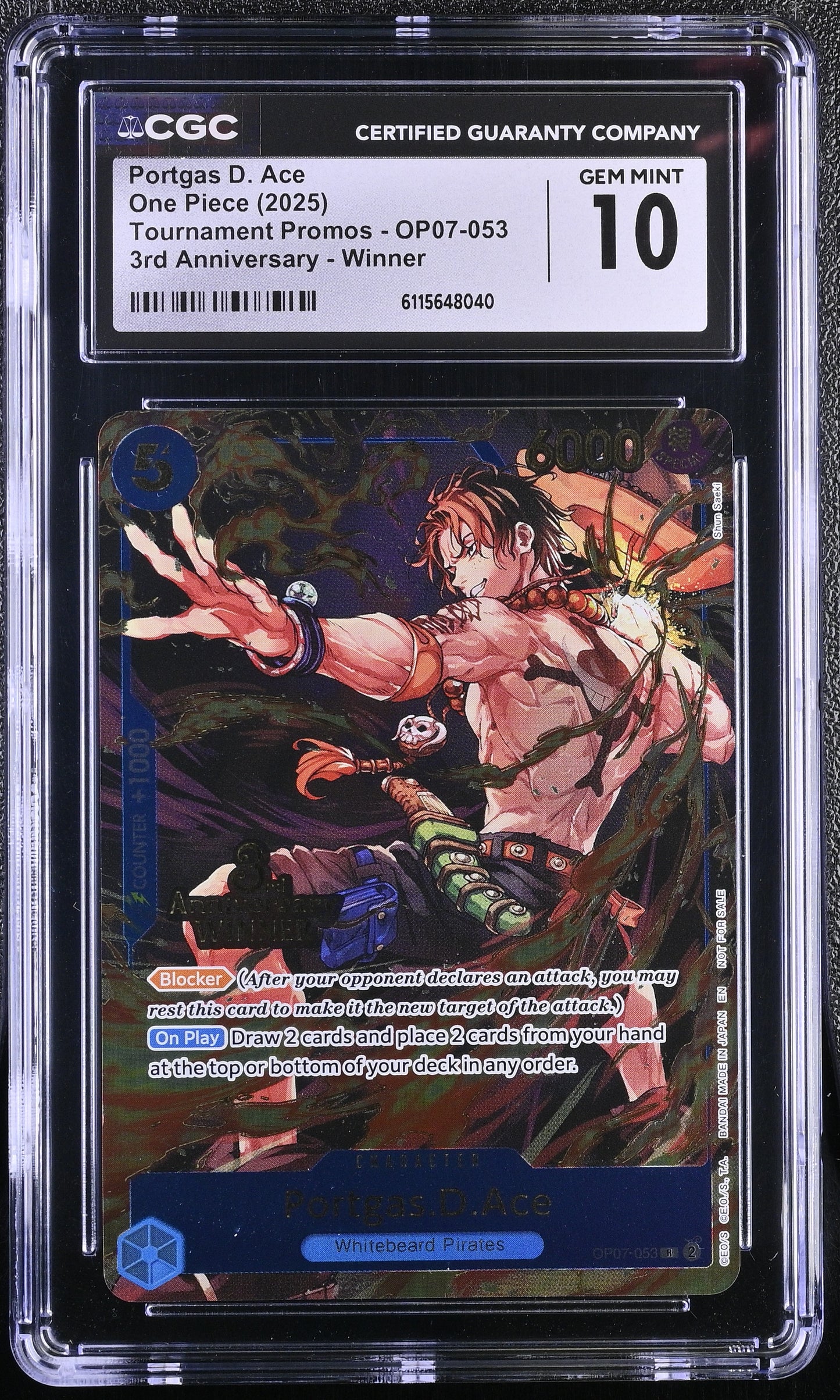 One Piece Portgas.D.Ace (OP09-053) 3rd Anniversary Winner CGC 10 Gem Mint