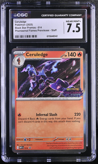 Pokemon 2025 Ceruledge (014) [Mega Evolution: Phantasmal Flames] CGC 7.5 NM+ Staff Promo