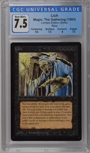 Magic: the Gathering MTG Lich [Beta Edition] Graded CGC 7.5 Near Mint+