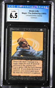 Magic: The Gathering MTG Drain Life [Alpha Edition] Graded CGC 6.5 Ex/NM+