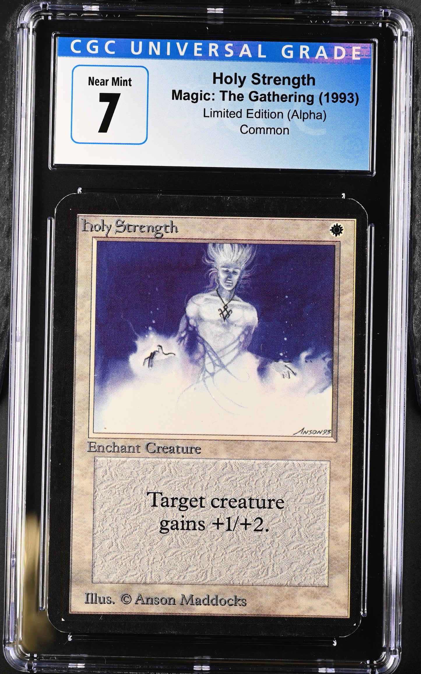 Magic: the Gathering MTG Holy Strength [Alpha Edition] Graded 7 Near Mint