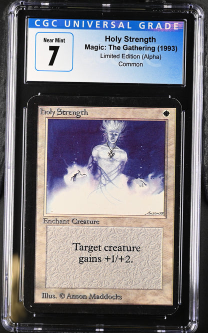 Magic: the Gathering MTG Holy Strength [Alpha Edition] Graded 7 Near Mint
