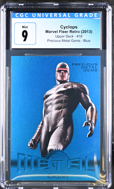 Marvel Fleer Retro 2013 Precious Metal Gems Blue 18 Cyclops 22/50 CGC 9 Mint