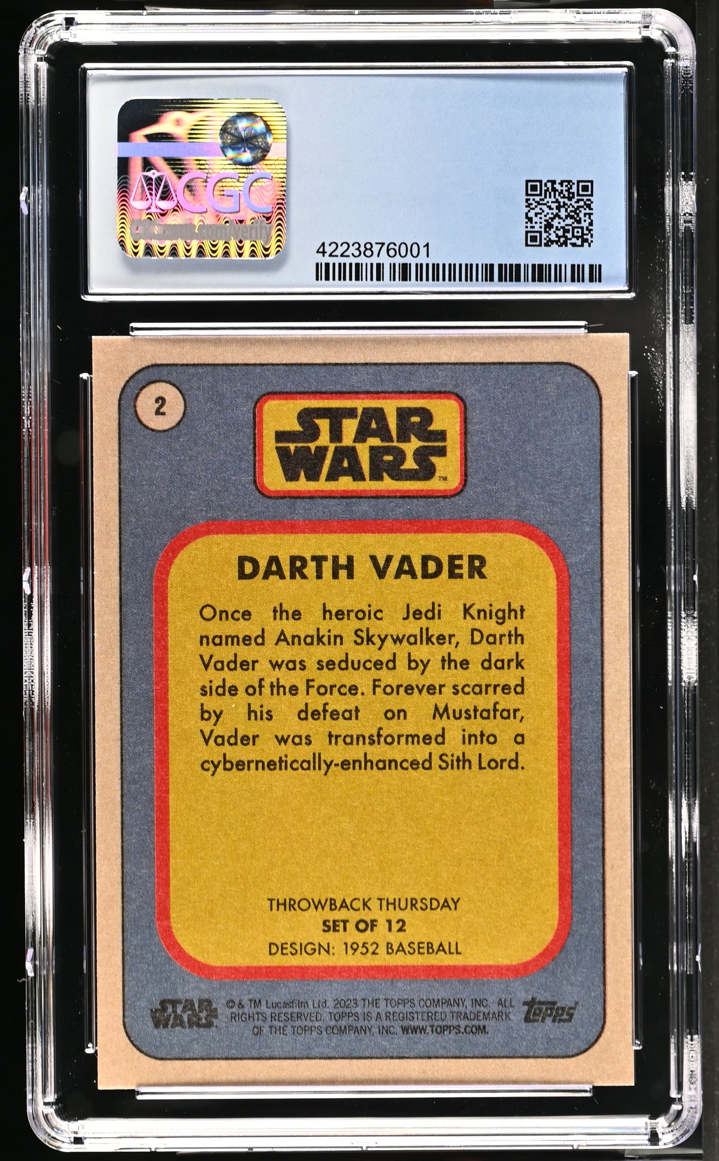 Star Wars Throwback Thursday 2023 Card #2 Darth Vader SP CGC 10 Gem Mint