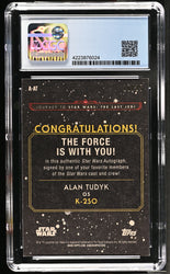 Star Wars Journey to Last Jedi Autograph Card A-AT Orange Alan Tudyk K-2SO 10/25 CGC 8.5 NM/Mint+