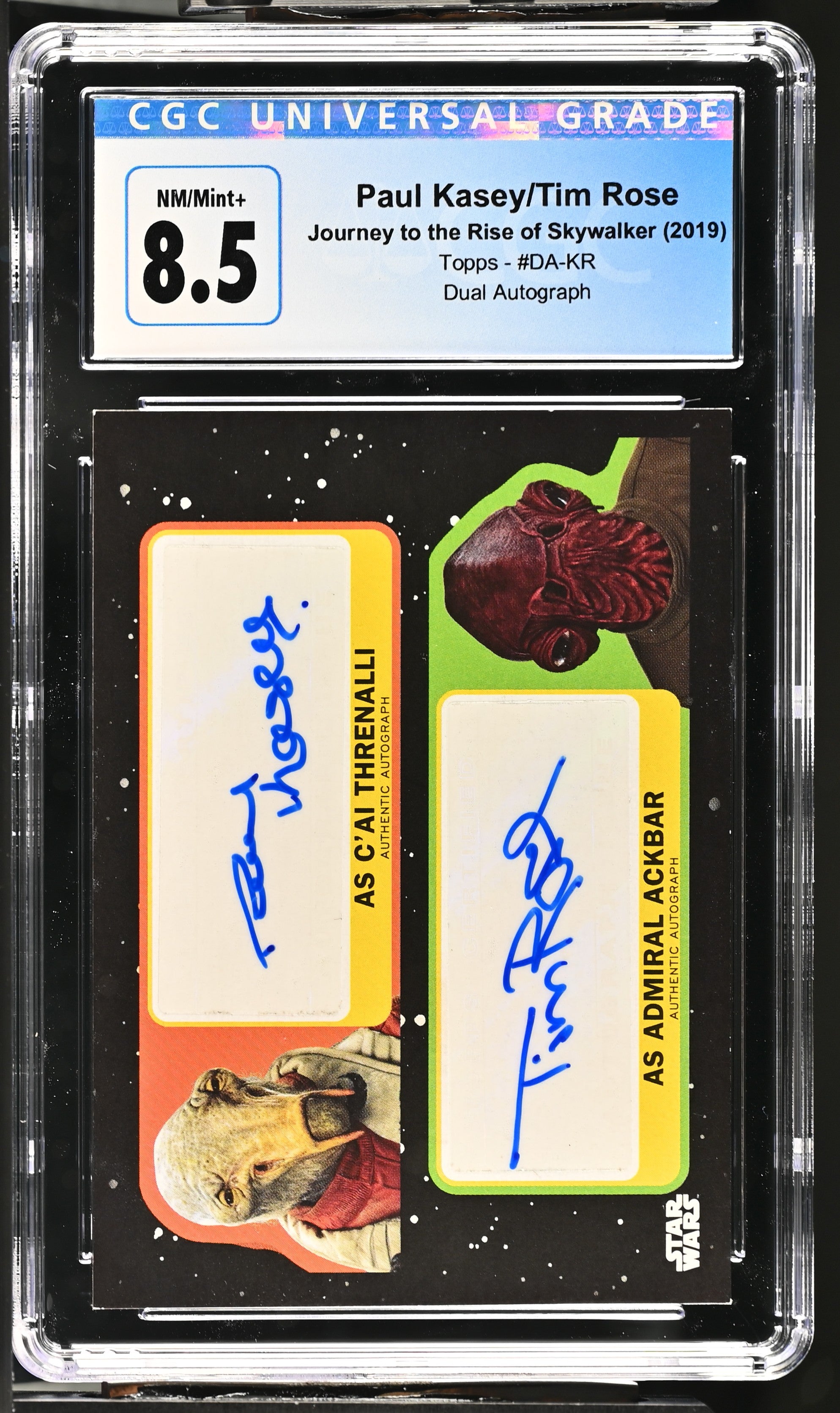 Star Wars Journey Rise Skywalker Autograph Card DA-KR Paul Kasey Tim Rose 3/5 CGC 8.5 NM/Mint+