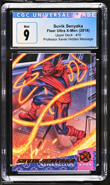 2018 Fleer Ultra X-Men Professor Xavier Hidden Message #76 Suvik Senyaka CGC 9 Mint