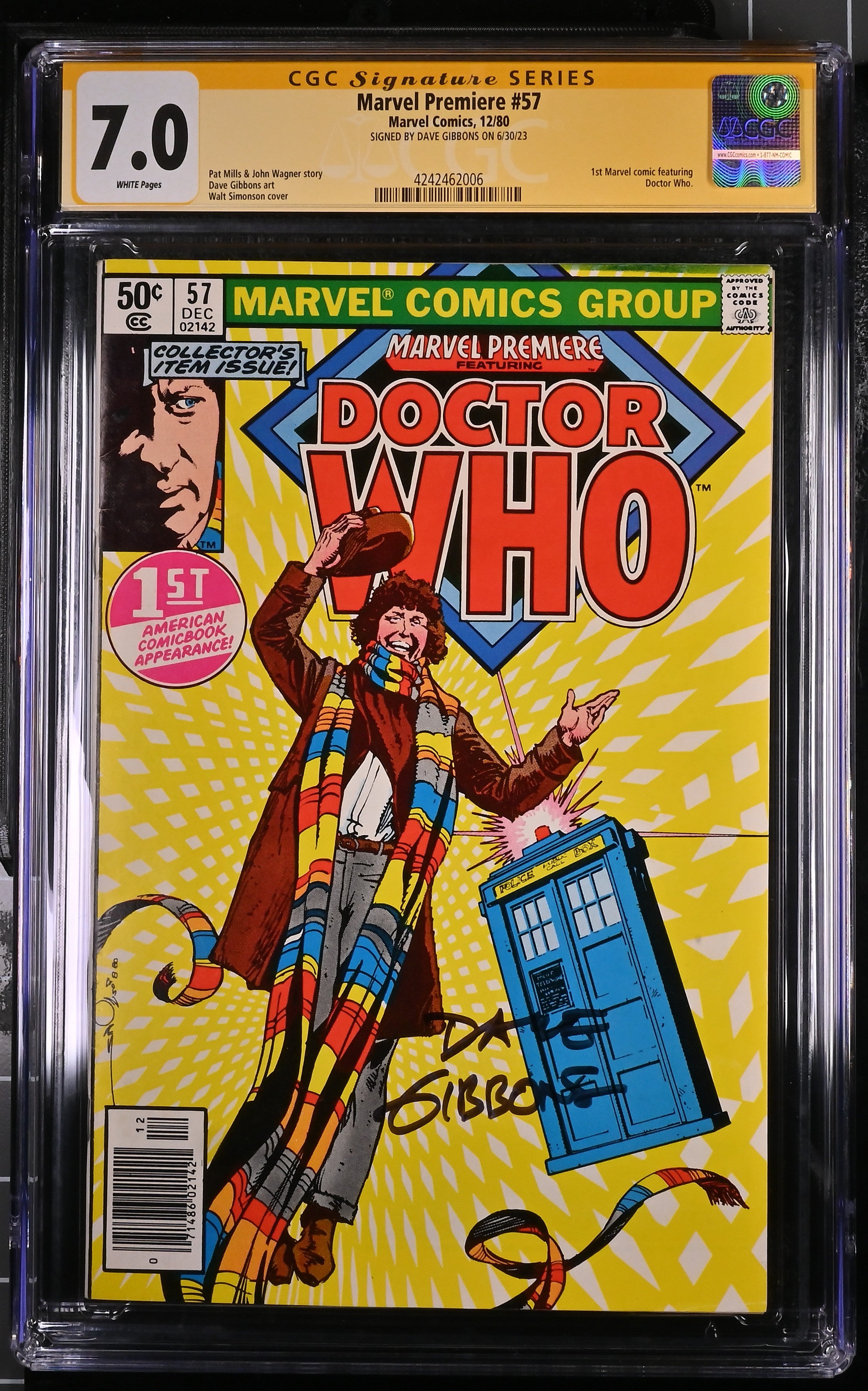Marvel Premiere #57 (1980) CGC 7.0 Signed by Dave Gibbons 1st Doctor Who