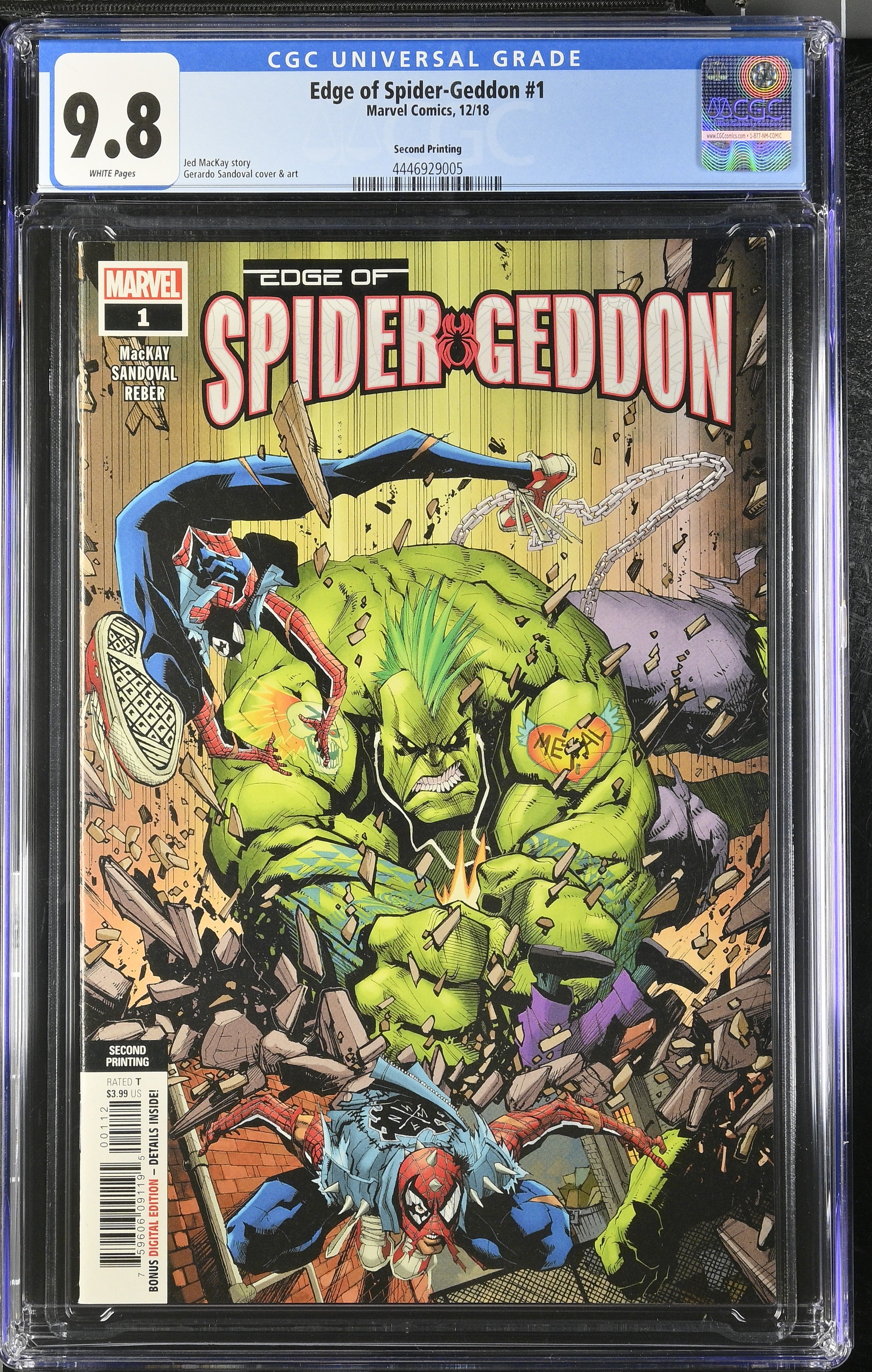 Edge Of Spider-Geddon #1 (Of 4) CCG 9.8 2ND Printing Sandoval Punk Hulk