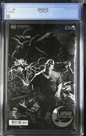 Superman #1 Graded CGC 9.8 Lunar Retailer Appreciation Variant Silver Foil