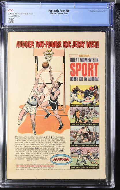 Fantastic Four 50 (1966) Graded CGC 3.0 Silver Surfer battles Galactus