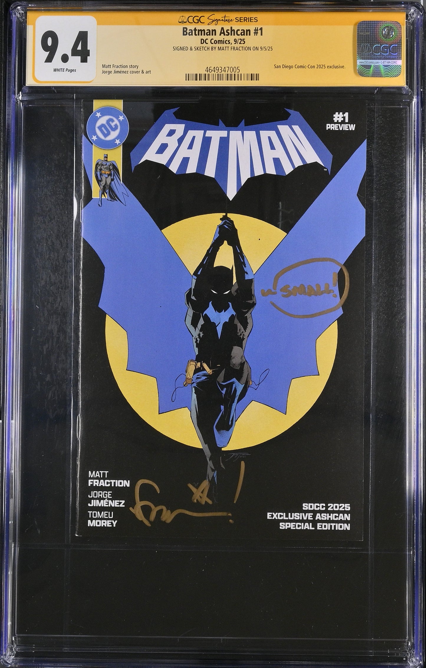 Batman #1 Ashcan SDCC (2025) CGC 9.4 Signed & Sketch by Matt Fraction
