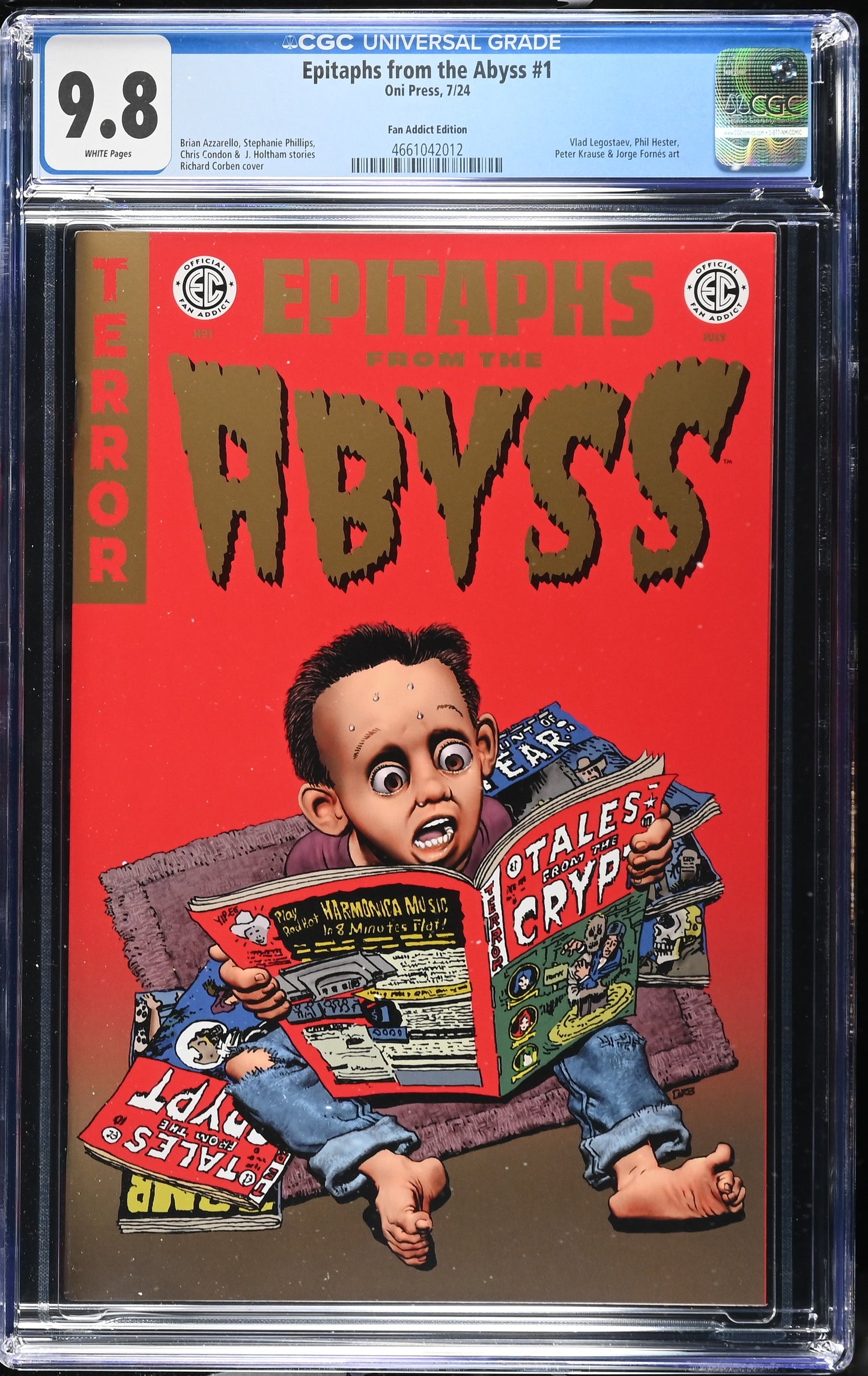 EC Epitaphs From The Abyss #1 (2024) Fan Addict Edition Corben CGC 9.8