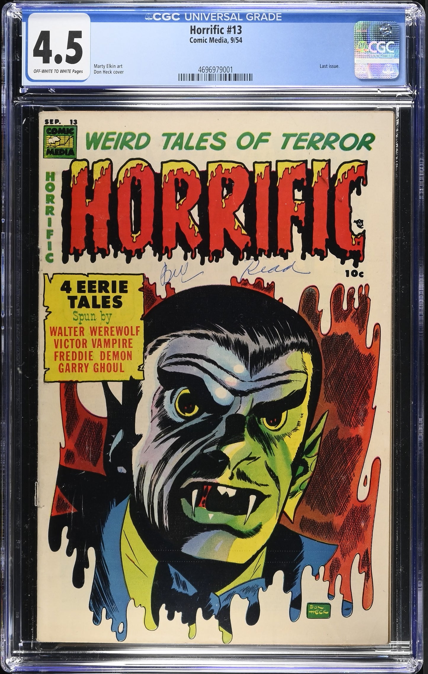 Horrific #13 (1954) Graded CGC 4.5 VG+ Last Issue Don Heck Cover