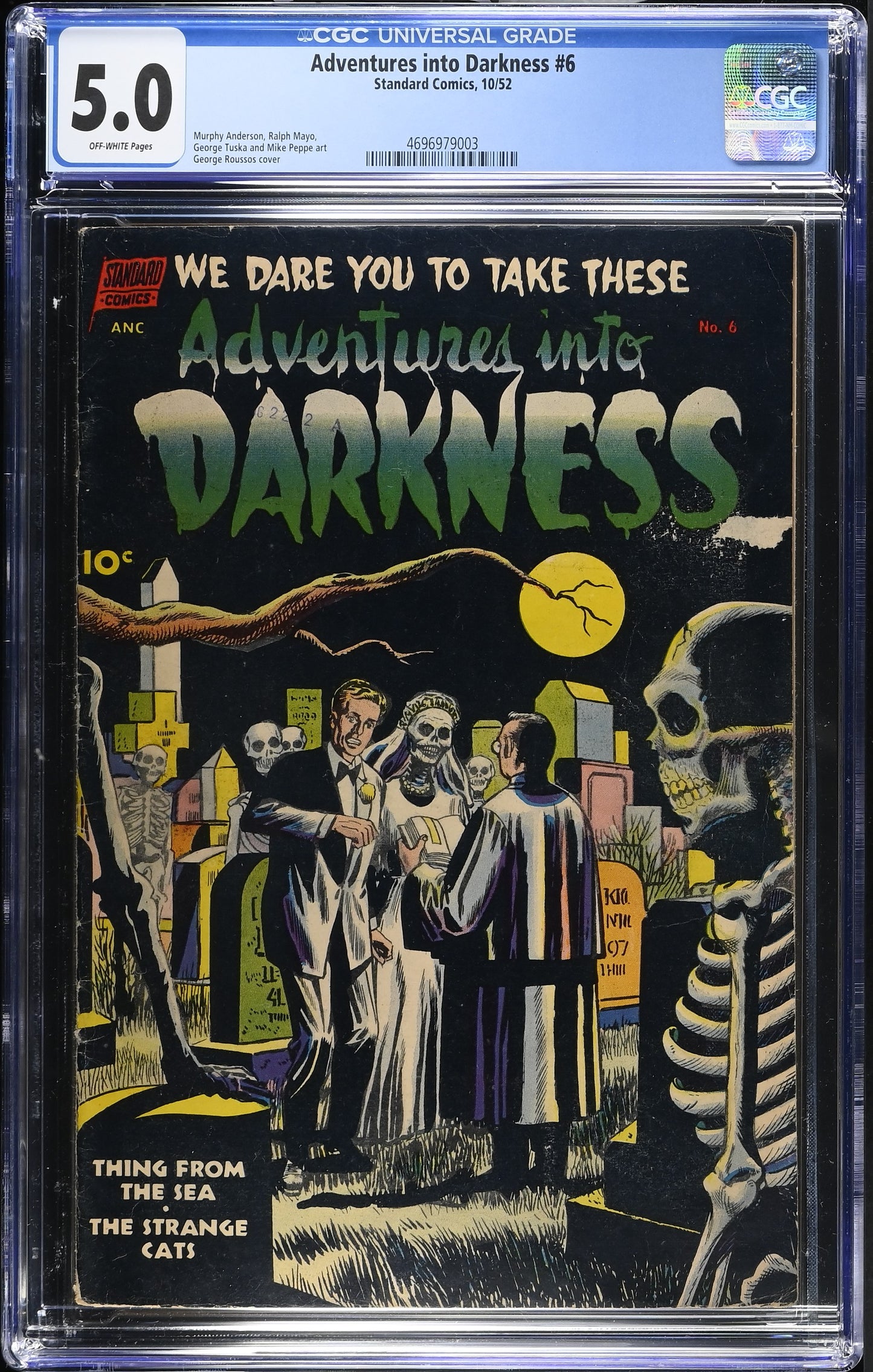 Adventures Into Darkness #6 (1952) Graded CGC 5.0 VG/FN Pre-Code Horror