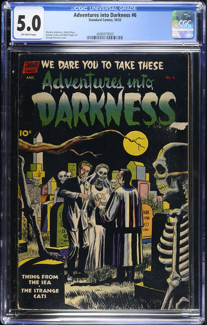 Adventures Into Darkness #6 (1952) Graded CGC 5.0 VG/FN Pre-Code Horror