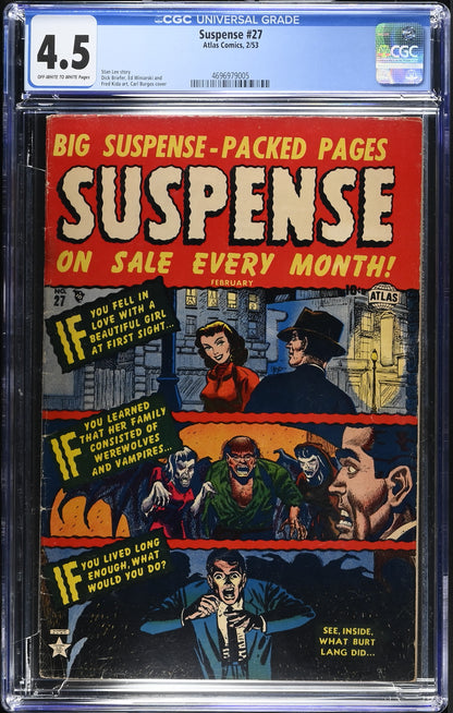 Suspense #27 (1953) Graded CGC 4.5 VG+ Pre-Code Horror Stan Lee