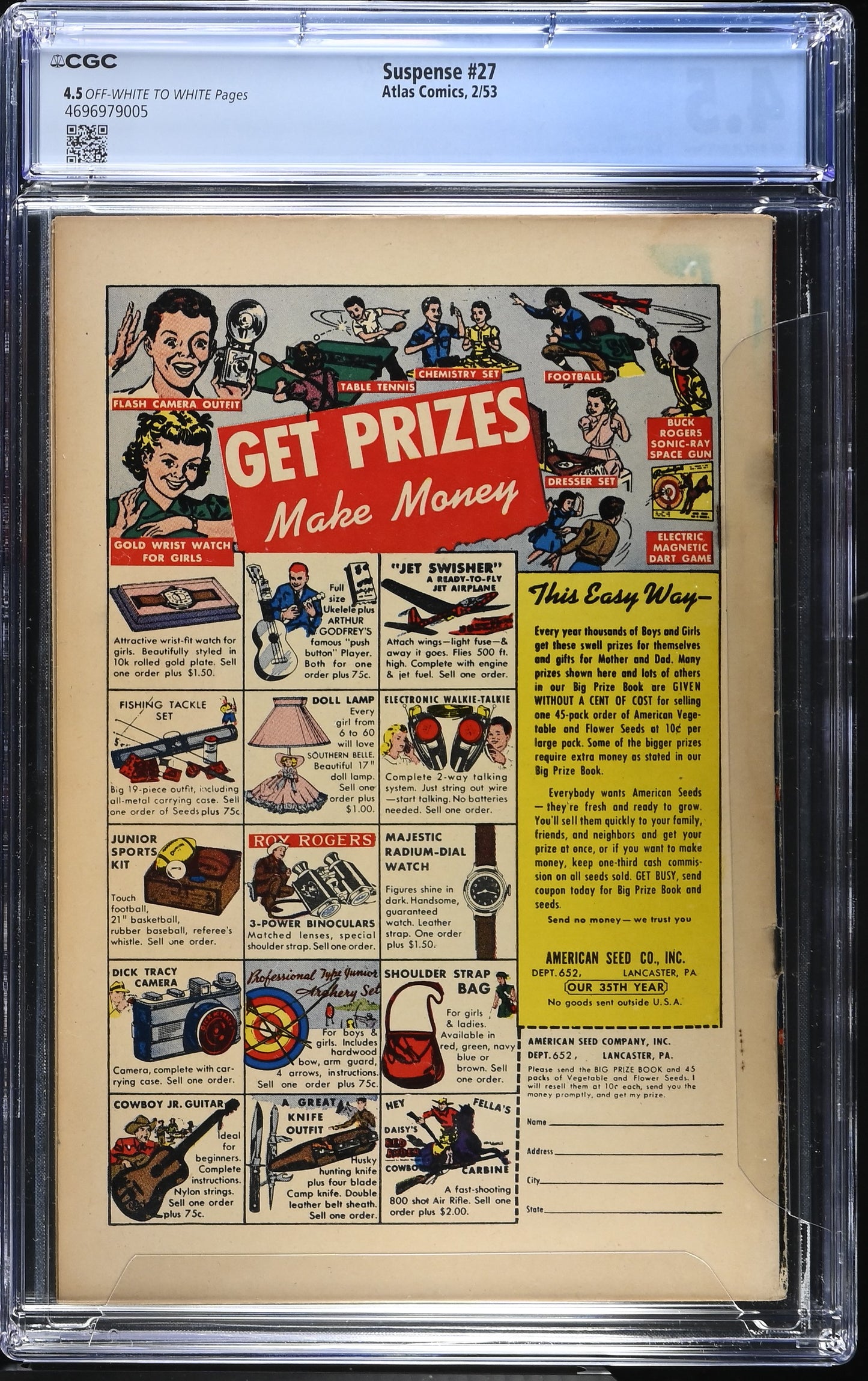 Suspense #27 (1953) Graded CGC 4.5 VG+ Pre-Code Horror Stan Lee
