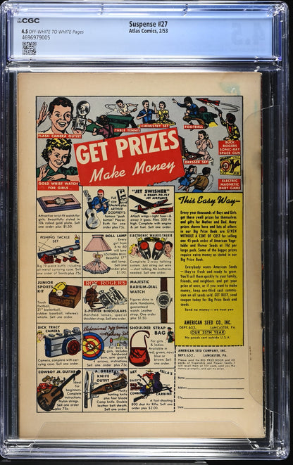 Suspense #27 (1953) Graded CGC 4.5 VG+ Pre-Code Horror Stan Lee
