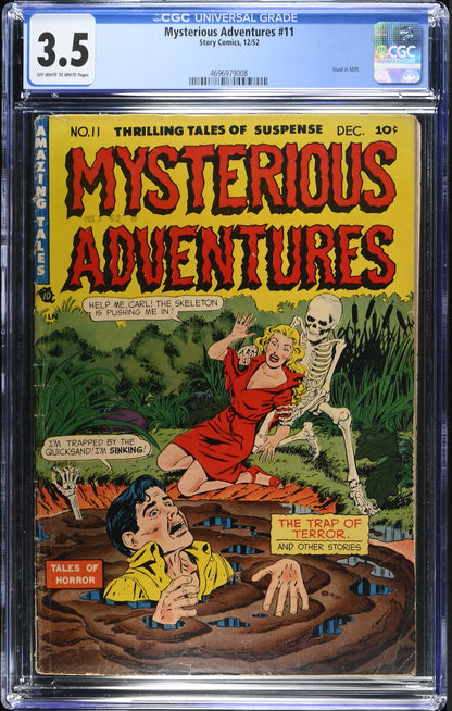 Mysterious Adventures #11 (1952) Graded CGC 3.5 VG Pre-Code Horror