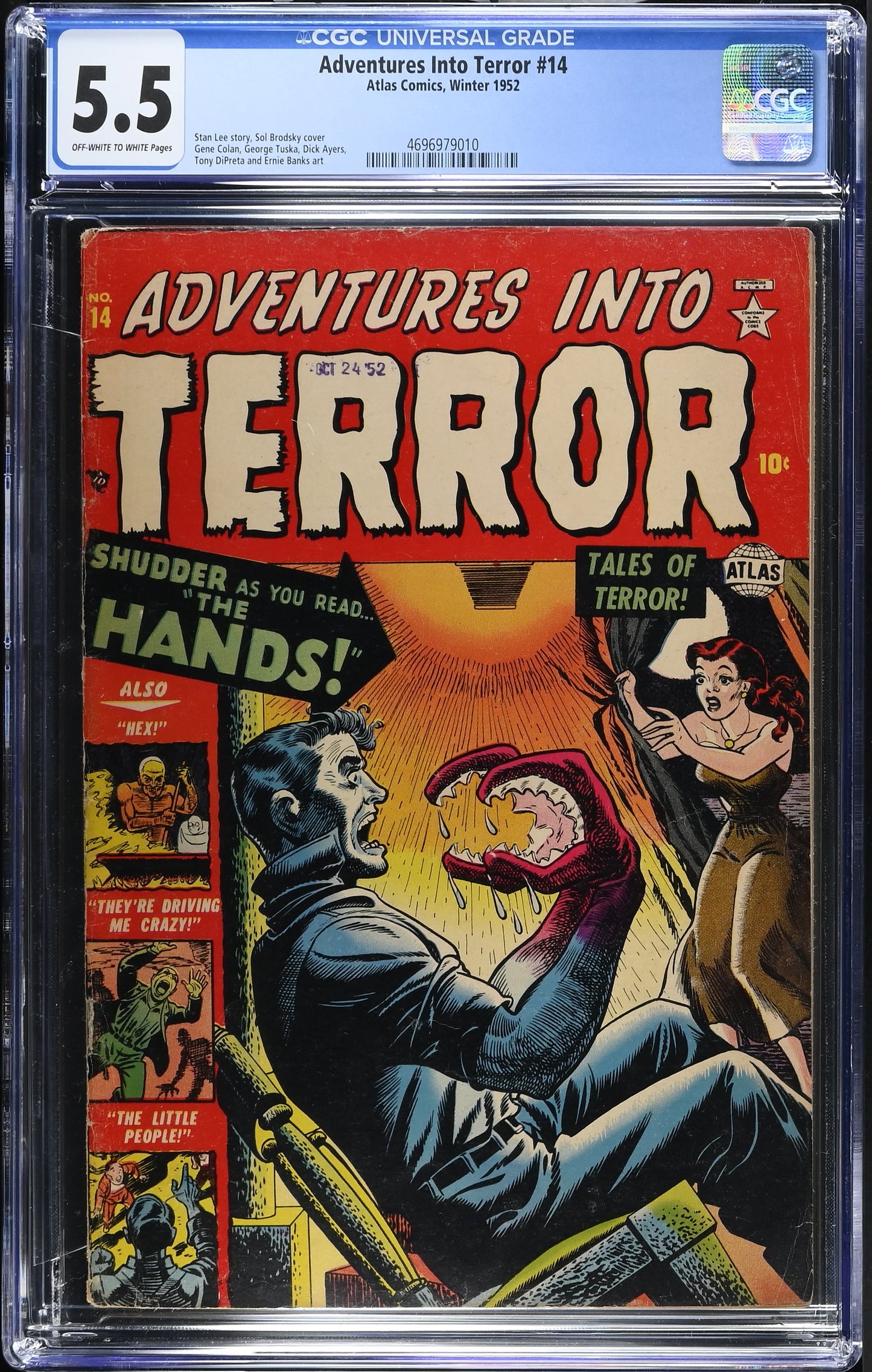 Adventures Into Terror #14 (1952) Graded CGC 5.5 FN Pre-Code Horror Stan Lee