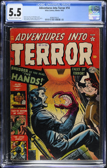 Adventures Into Terror #14 (1952) Graded CGC 5.5 FN Pre-Code Horror Stan Lee