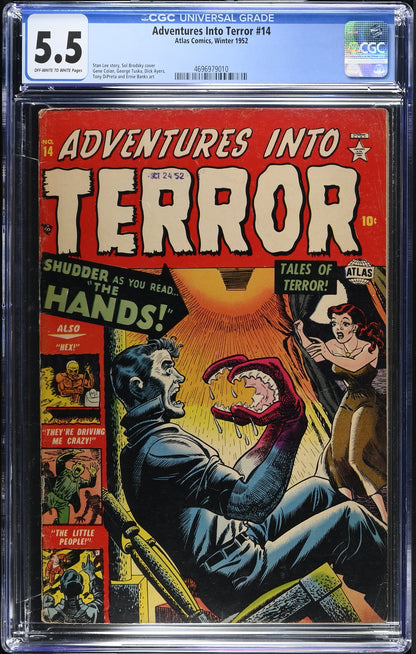 Adventures Into Terror #14 (1952) Graded CGC 5.5 FN Pre-Code Horror Stan Lee