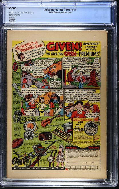 Adventures Into Terror #14 (1952) Graded CGC 5.5 FN Pre-Code Horror Stan Lee