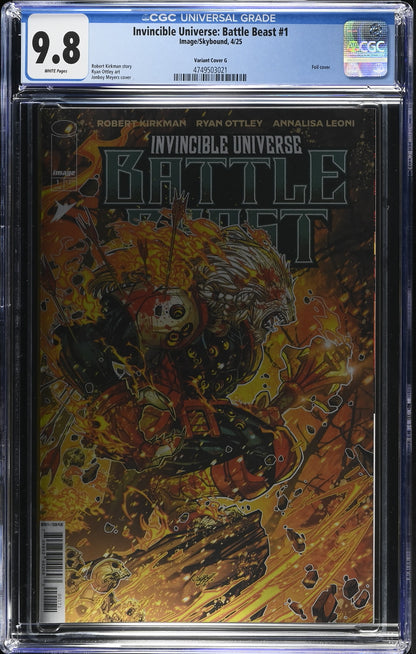Invincible Universe Battle Beast #1 Cover G 1:100 Jonboy Meyers Foil Variant CGC 9.8
