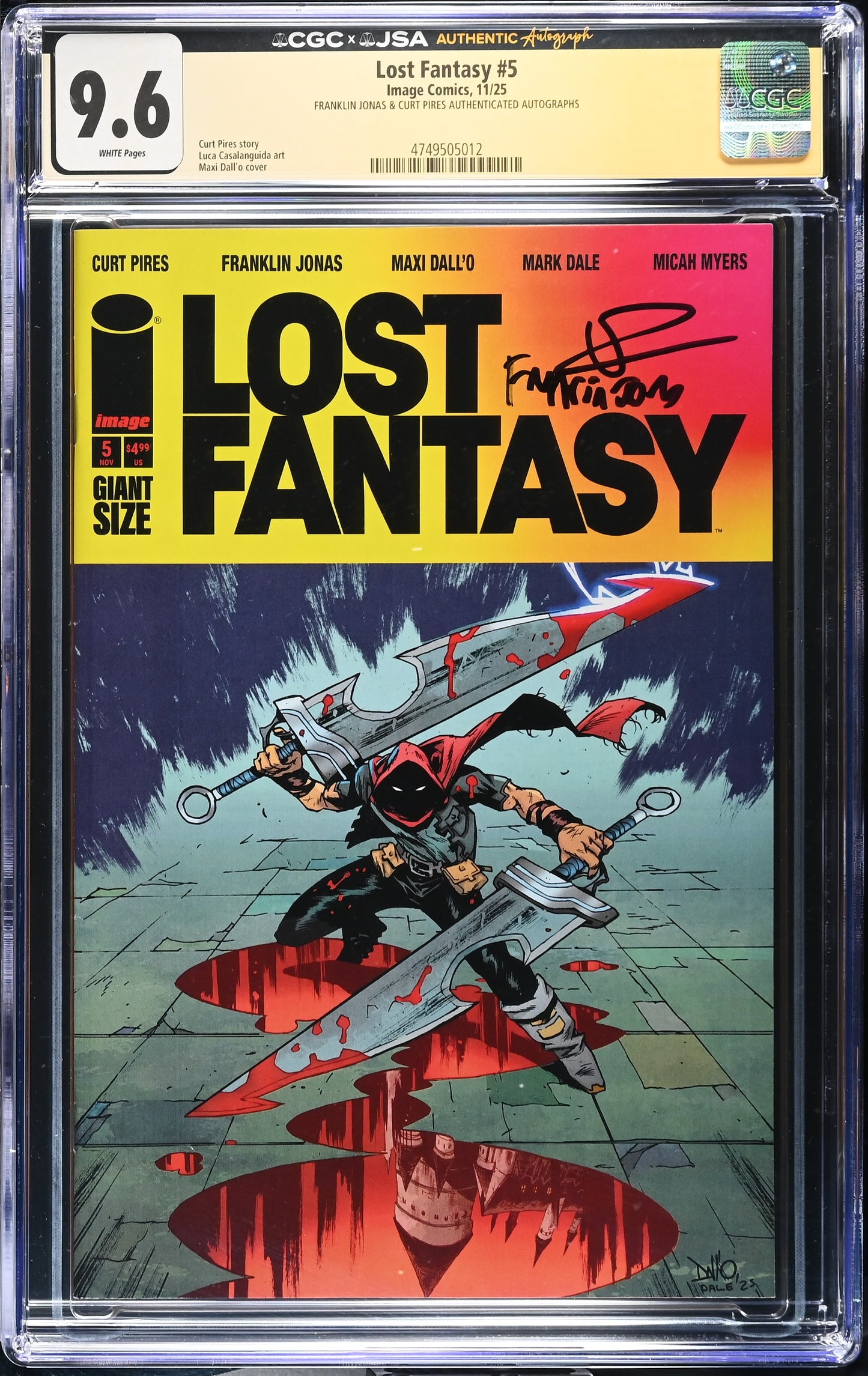 Lost Fantasy #5 Cover A CGC 9.6 JSA Signed Franklin Jonas Curt Pires 1st Fireborn