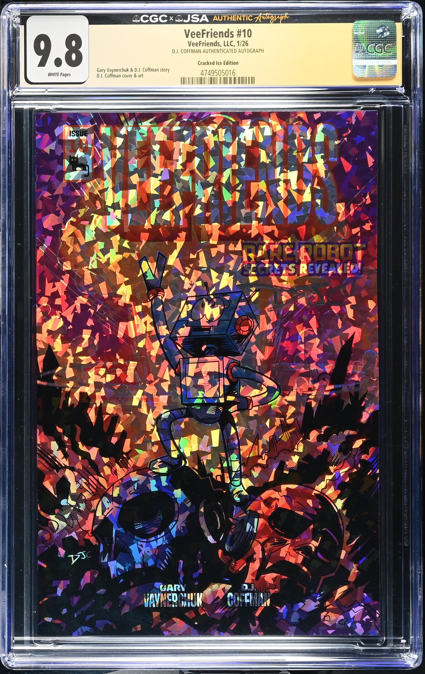 VeeFriends Comic Book #10: Rare Robot Cracked Ice /199 CGC 9.8 JSA DJ Coffman Signed