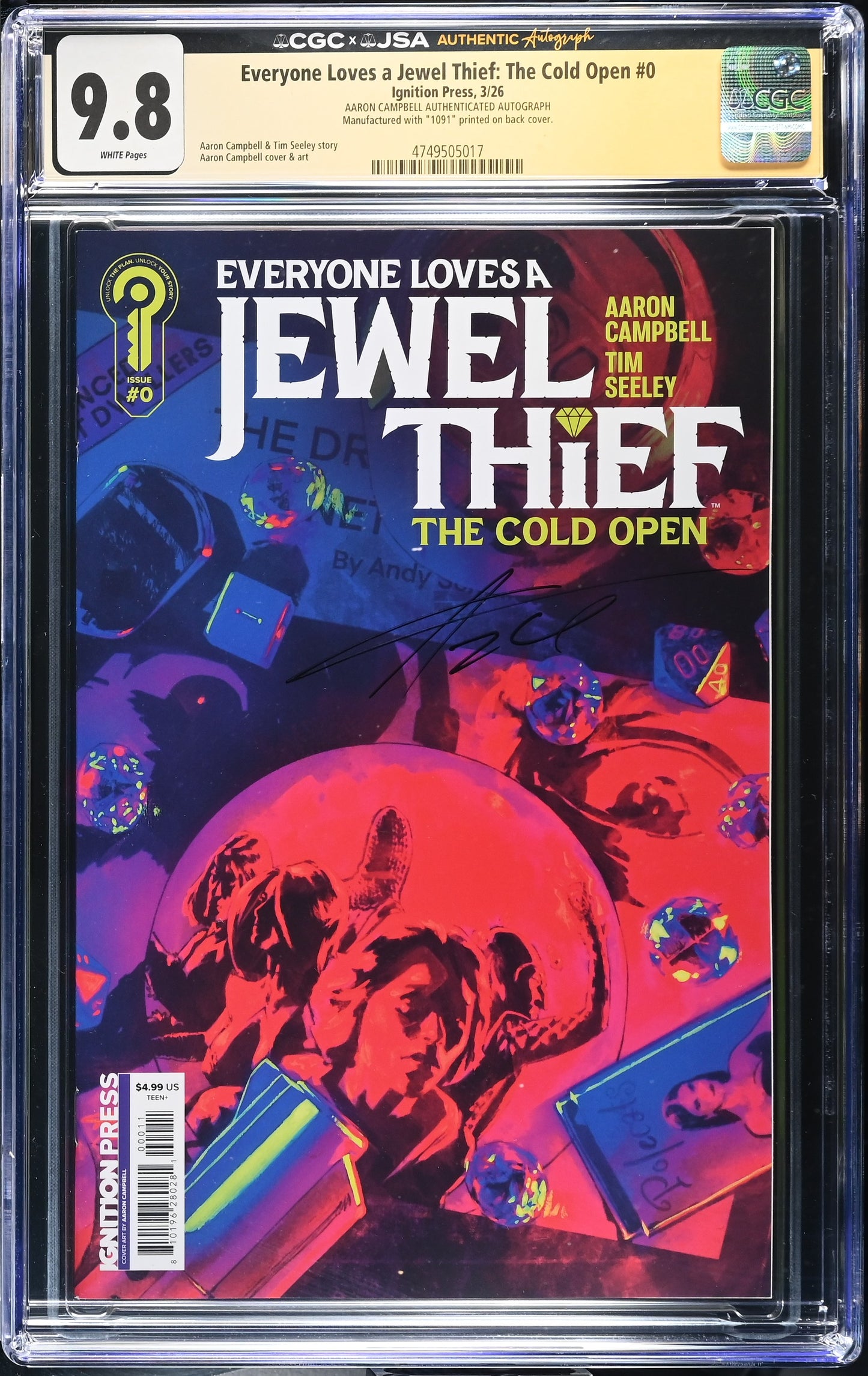 Everyone Loves A Jewel Thief The Cold Open #0 CGC 9.8 JSA Aaron Campbell Signed