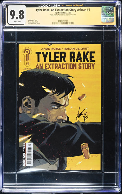 Tyler Rake: An Extraction Story Ashcan CGC 9.8 JSA Ande Parks Signature