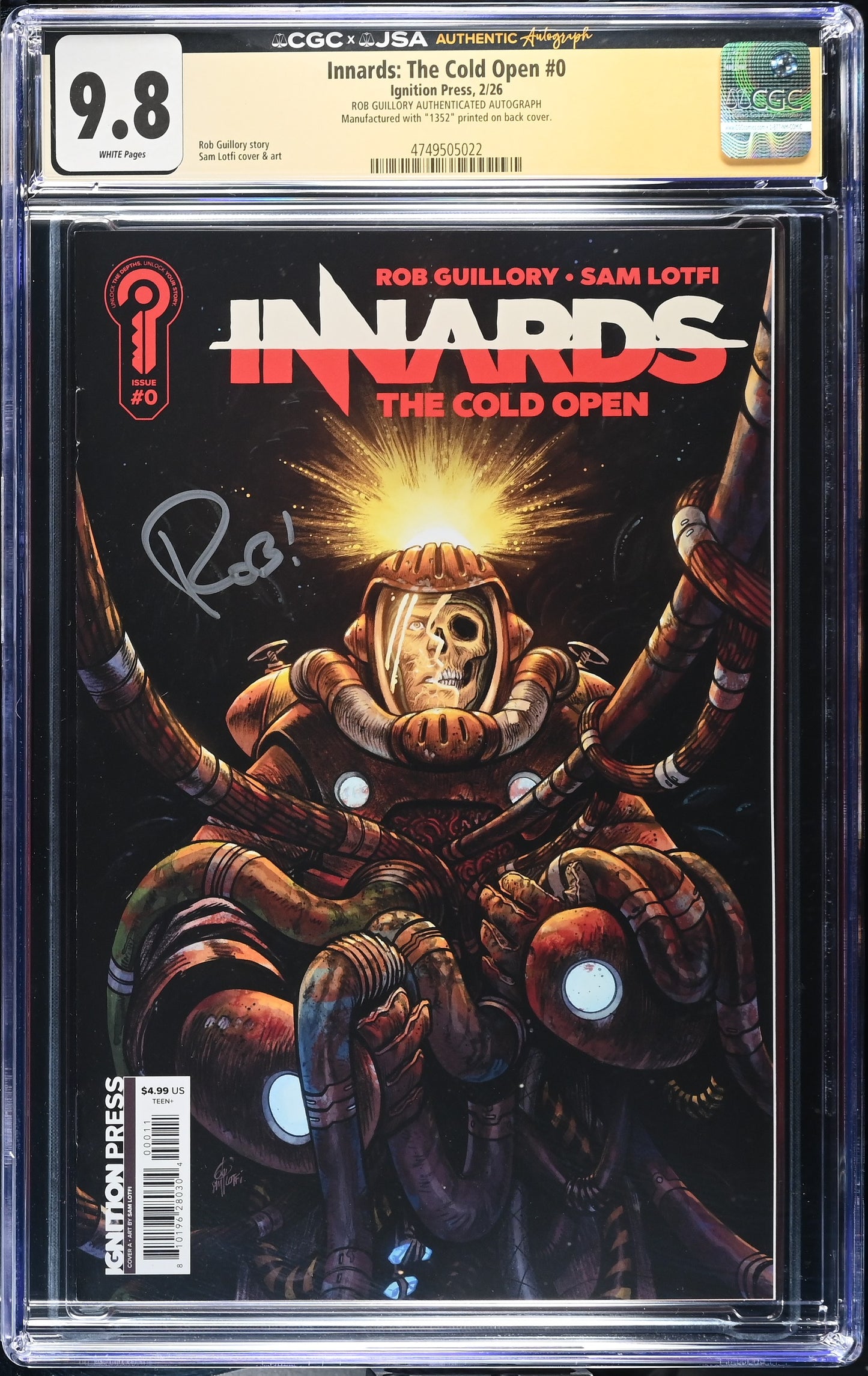 Innards #0 The Cold Open CGC 9.8 JSA Rob Guillory Signed 1352