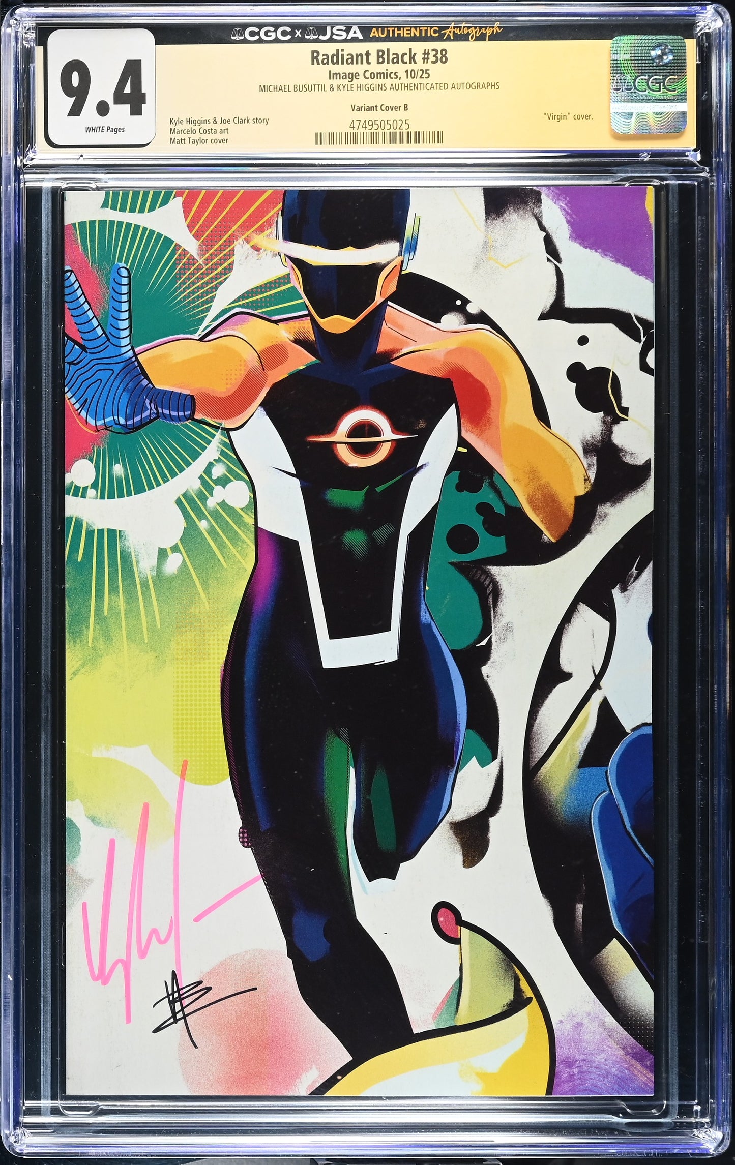 Radiant Black #38 Cover B Graded CGC 9.4 Signed by Kyle Higgins & Michel Busuttil JSA