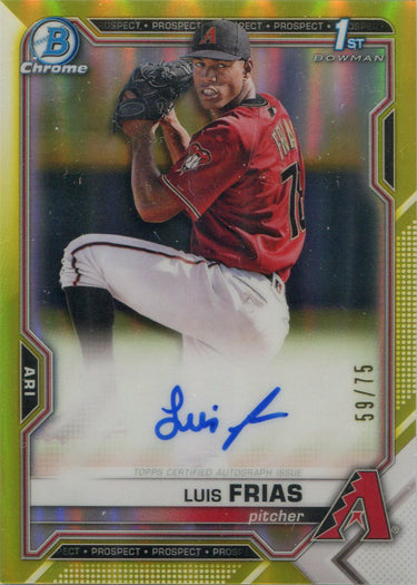 Bowman Chrome Baseball 2021 Chrome Prospect Yellow Auto Card CPA-LF L Frias /75