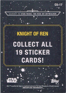 Star Wars Journey Rise Skywalker Sticker Card CS-17 Knight of Ren