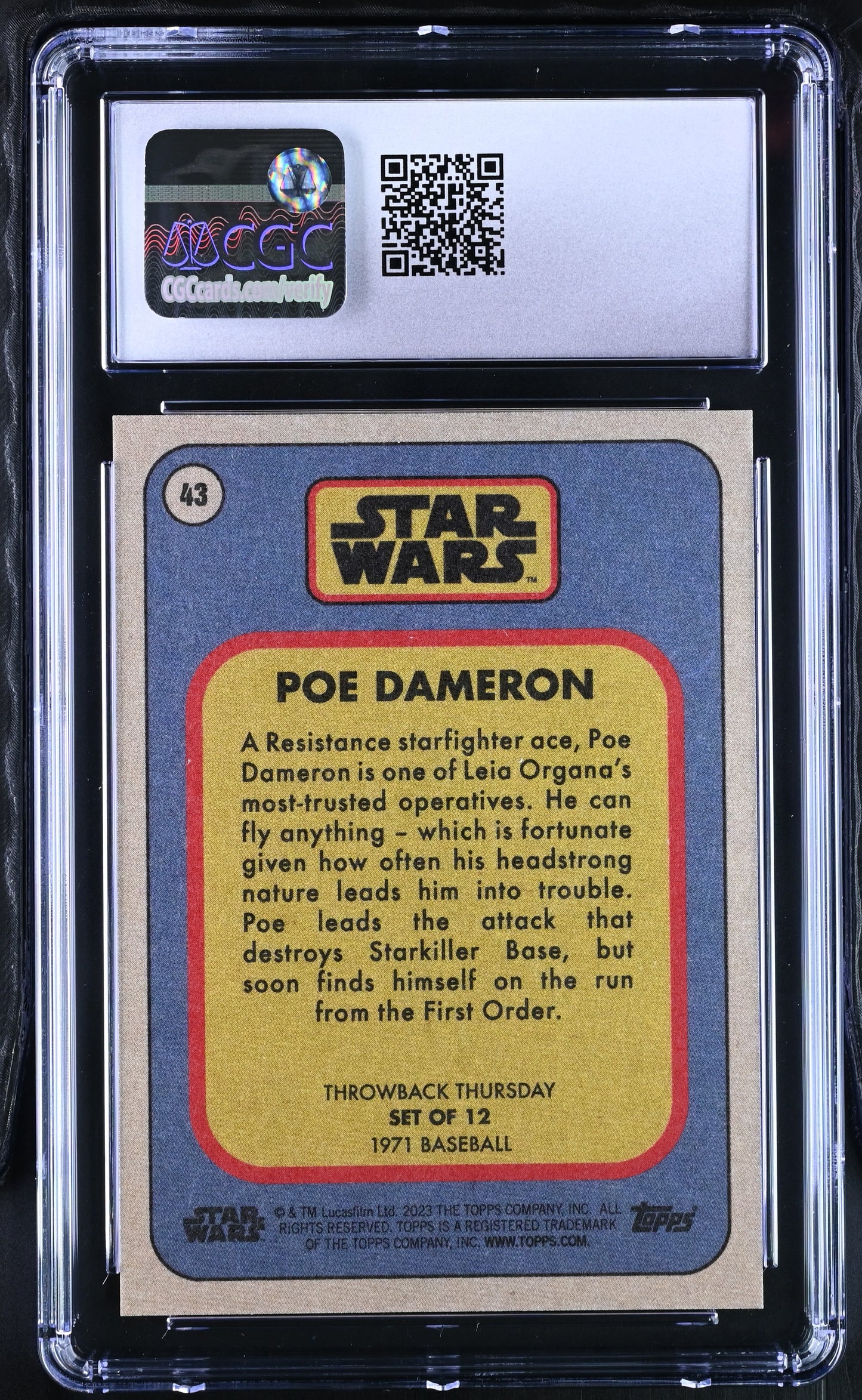 Star Wars Throwback Thursday 2023 Card #43 Poe Dameron Bronze 1/10 CGC 8.5