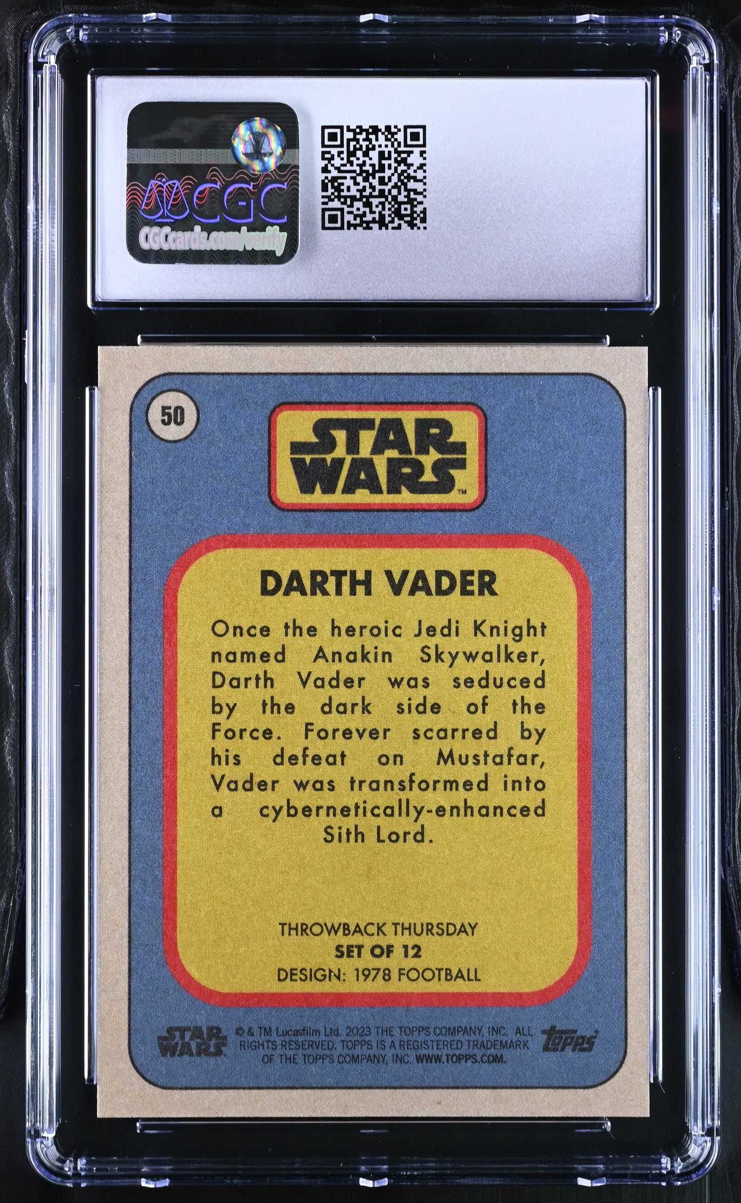 Star Wars Throwback Thursday 2023 Card #50 Darth Vader SP Image Variation CGC 10 Gem Mint
