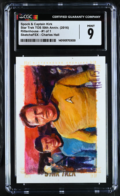 Star Trek TOS 50th Anniversary Sketch Card by Charles Hall from Amok Time Graded CGC 9 Mint