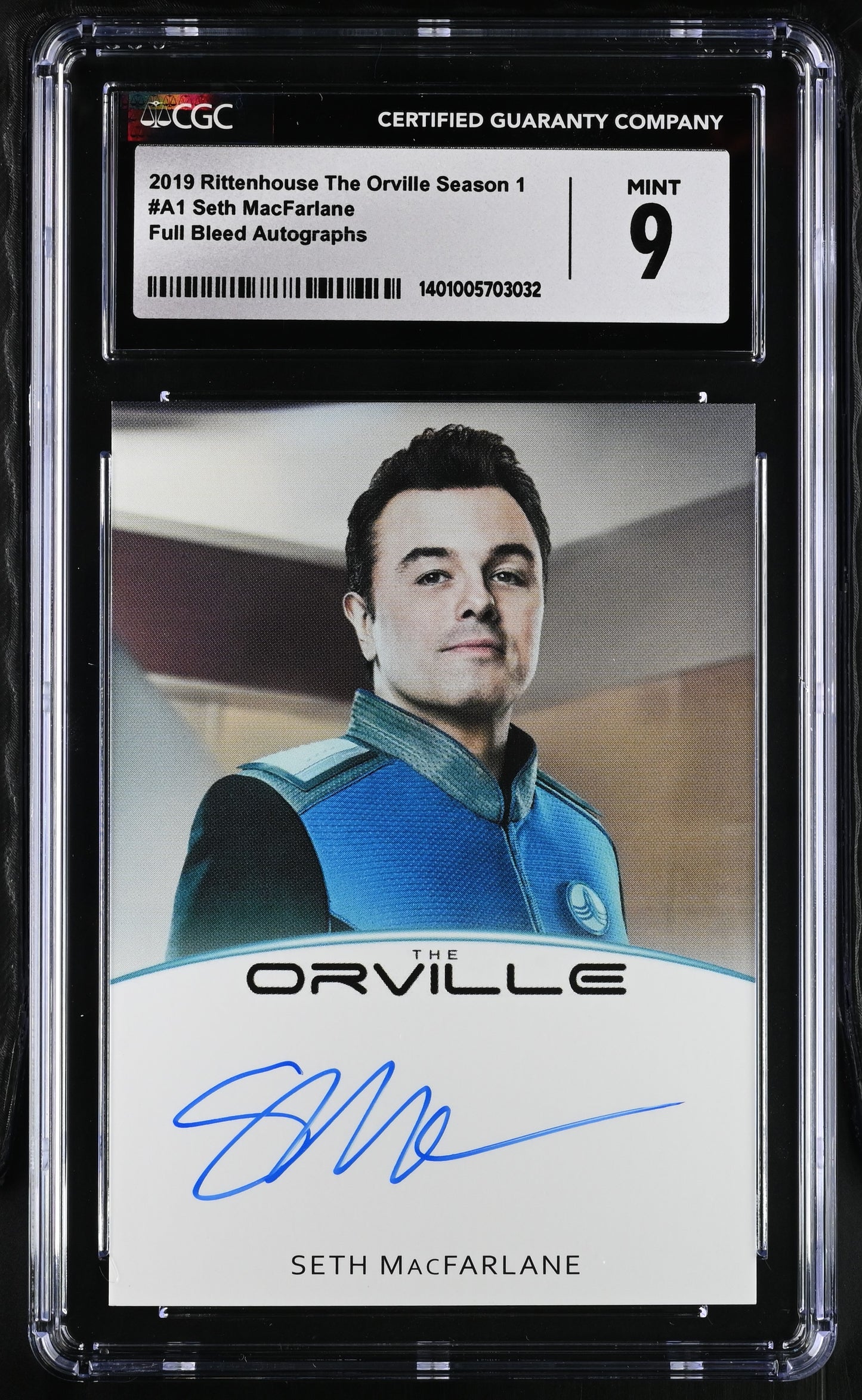 Orville Season 1 Autograph Card A1 Seth MacFarlane as Captain Ed Mercer (FB) Graded CGC 9 Mint